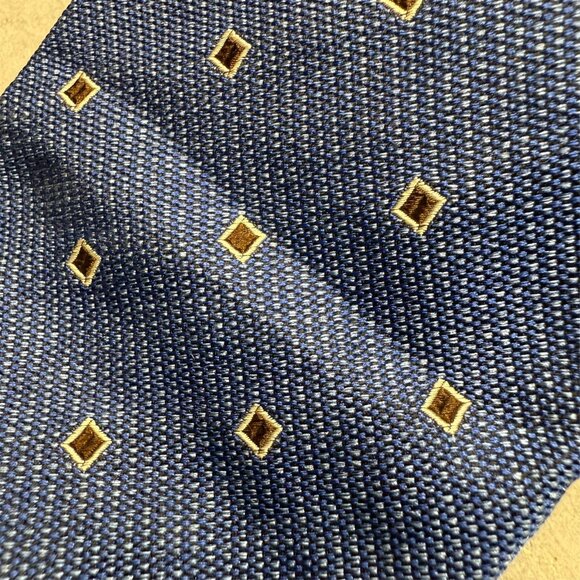 Altea Milano Tie 100% Silk Made in Italy Box Pattern Textured Weave Blue 4" - Picture 3 of 6